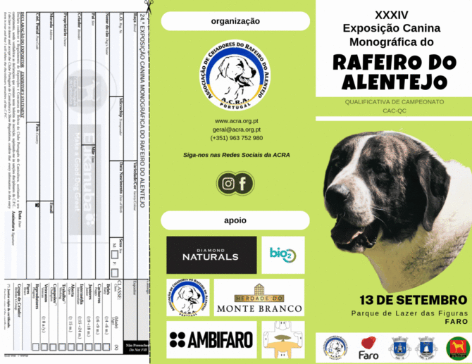 XXXIV Exposição Monográfica do Rafeiro do Alentejo - FARO - Inscreva-se!!! - ACRA